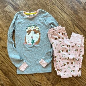 Mini Boden Gray and Pink Hedgehog Pajama Set